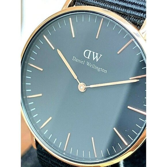 Daniel Wellington Women's Watch Quartz Rose Gold 36mm Black Dial Nylon Strap - Picture 12 of 13